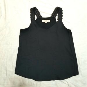 LOFT Fully Lined Grey Cami/Tank with Lace Trim